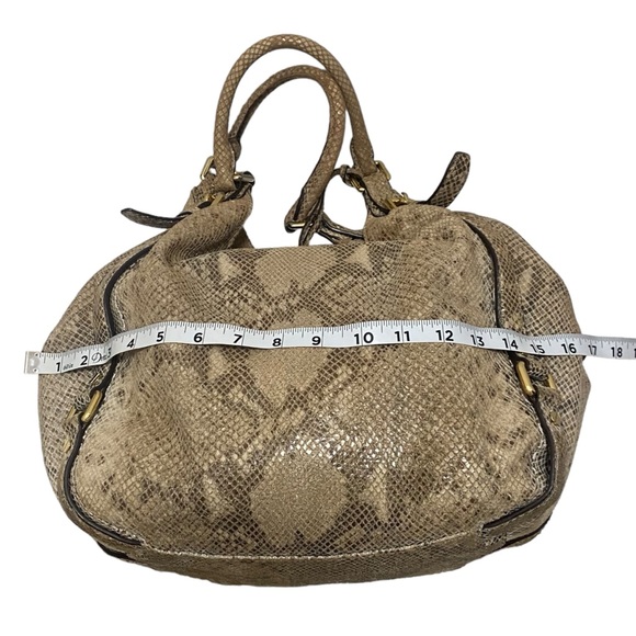 Michael Kors Beige Python Effect Leather and Suede Bedford Hobo Purse Tote Bag - Picture 15 of 16